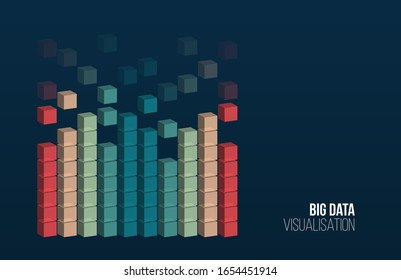 Big data visualization. Background with square array . Connection structure. Data array visual concept. Big data connection complex.