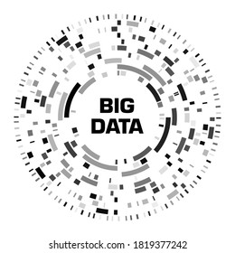 Big data visualization. Black futuristic circular diagram with copy space in the center. A radial cluster of segments. Design for business, science, technology. Vector