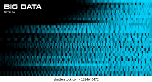 Big data visualization. Blue abstract data background of a large number bits of information with copy space. Science, technology theme. Vector