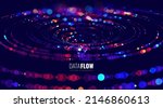 Big Data Visualization. Circular Particles Dots Vortex Abstract Galaxy. Futuristic Science or Finance Infographic Design. Complex Visual Data Background. Abstract Data Flowing. Vector Illustration.