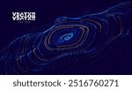 Big Data Visualization. Circular Particles With Trails Vortex. Futuristic Science or Finance Infographic Design. Complex Visual Data Background. Abstract Data Flowing. Vector Illustration.