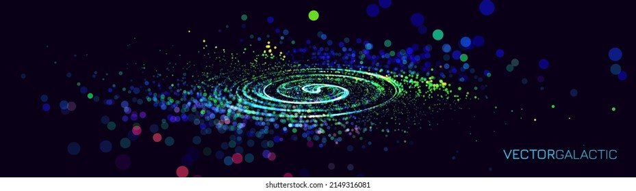 Big Data Visualization. Circular Particles Dots Vortex Abstract Galaxy. Abstract Astrology Astronomy Background. Milky Way Fractal Art. Vector Illustration.