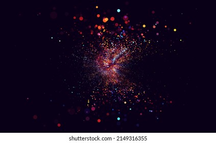 Big Data Visualization. Circular Particles Dots Vortex Abstract Galaxy. Abstract Astrology Astronomy Background. Milky Way Fractal Art. Vector Illustration.