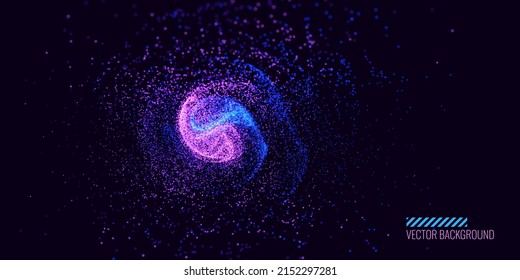 Big Data Visualization. Circular Particles Dots Vortex Abstract Galaxy. Abstract Astrology Astronomy Background. Milky Way Fractal Art. Galactic Particles Vector Illustration.