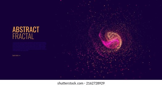 Big Data Visualization. Circular Particles Dots Vortex Abstract Galaxy. Abstract Astrology Astronomy Background. Fractal Art. Galactic Particles Vector Illustration.