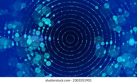 Big Data Visualization. Circular Particles With Trails Vortex. Futuristic Science or Finance Infographic Design. Complex Visual Data Background. Abstract Data Flowing. Vector Illustration.