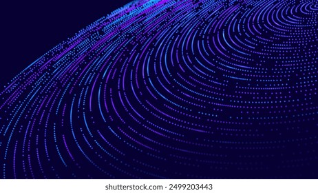 Big Data Visualization. Circular Particles Dots Vortex Abstract Galaxy. Futuristic Science or Finance Infographic Design. Complex Visual Data Background. Abstract Data Flowing. Vector Illustration.