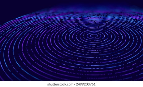 Big Data Visualization. Circular Particles Dots Vortex Abstract Galaxy. Futuristic Science or Finance Infographic Design. Complex Visual Data Background. Abstract Data Flowing. Vector Illustration.