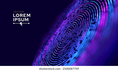 Big Data Visualization. Circular Particles Dots Vortex Abstract Galaxy. Futuristic Science or Finance Infographic Design. Complex Visual Data Background. Abstract Data Flowing. Vector Illustration.