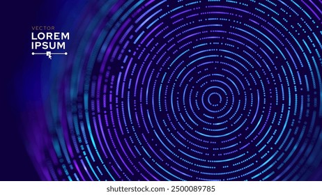 Big Data Visualization. Circular Particles Dots Vortex Abstract Galaxy. Futuristic Science or Finance Infographic Design. Complex Visual Data Background. Abstract Data Flowing. Vector Illustration.