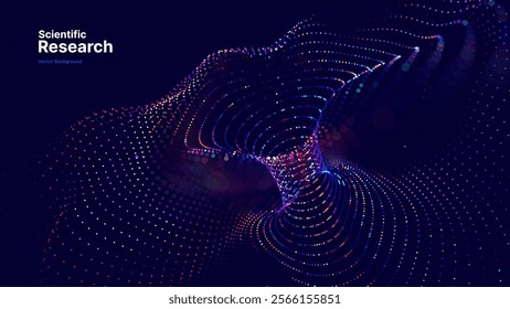 Big Data Visualization. Circular Particles Dots Vortex Abstract Galaxy. Futuristic Science or Finance Infographic Design. Complex Visual Data Background. Abstract Data Flowing. Vector Illustration.