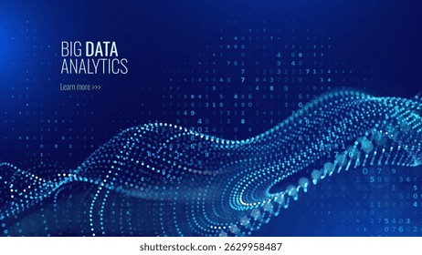 Big Data Visualization. Circular Particles With Trails Vortex. Futuristic Science or Finance Infographic Design. Complex Visual Data Background. Abstract Data Flowing. Vector Illustration.