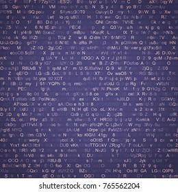 Big data visualization. Cryptocurrency Technology. Firewall. Cyber Network Security. Binary Computer Code. Abstract Background. Vector Illustration. Bitcoin, blockchain transfer. Alphabet Matrix.