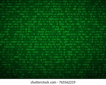 Big data visualization. Cryptocurrency Technology. Firewall. Cyber Network Security. Binary Computer Code. Abstract Background. Vector Illustration. Bitcoin, blockchain transfer. Alphabet Matrix.