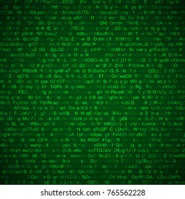 Big data visualization. Cryptocurrency Technology. Firewall. Cyber Network Security. Binary Computer Code. Abstract Background. Vector Illustration. Bitcoin, blockchain transfer. Alphabet Matrix.