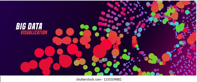 Big data visualization. Digital cluster of information. Vector infographic background.Graphic concept of business analytics. Abstract data graph. Info analyze.