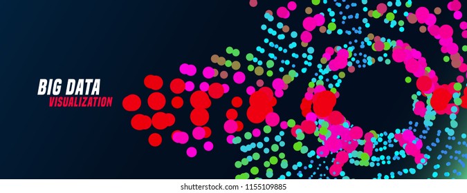 Big data visualization. Digital cluster of information. Vector infographic background.Graphic concept of business analytics. Abstract data graph. Info analyze.