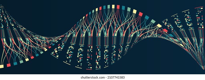 Big data visualization. A dynamic array of information. Data sorting process. Big data stream futuristic infographics. File structuring, machine learning.