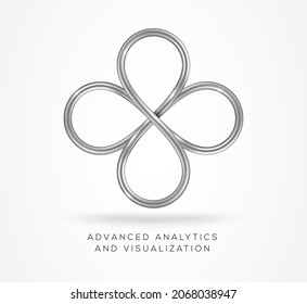Big data visualization. Fractal element with lines and dots array. Big data connection complex. Data array visual concept. Graphic abstract background. Vector illustration