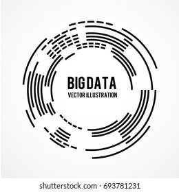 Big data visualization. Fractal element with lines and dots array. Data array visual concept. Graphic abstract background. Vector illustration