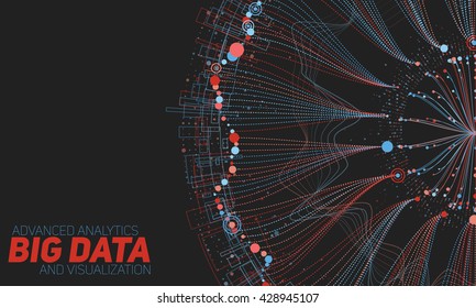 Big data visualization. Futuristic infographic. Information aesthetic design. Visual data complexity. Complex data threads graphic visualization. Social network representation.  Abstract data graph.