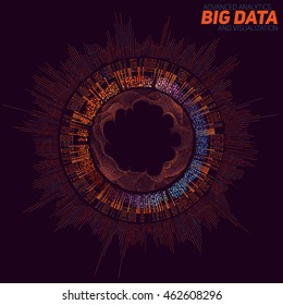 Big data visualization. Futuristic infographic. Information aesthetic design. Visual data complexity. Complex data threads graphic visualization. Social network representation.  Abstract data graph.