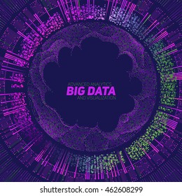 Big data visualization. Futuristic infographic. Information aesthetic design. Visual data complexity. Complex data threads graphic visualization. Social network representation.  Abstract data graph.