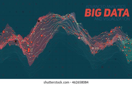 Big data visualization. Futuristic infographic. Information aesthetic design. Visual data complexity. Complex data threads graphic visualization. Social network representation.  Abstract data graph.