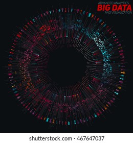 Big data visualization. Futuristic infographic. Information aesthetic design. Visual data complexity. Complex data threads graphic visualization. Social network representation.  Abstract data graph.