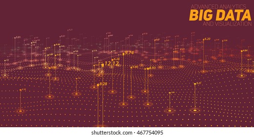 Big data visualization. Futuristic infographic. Information aesthetic design. Visual data complexity. Complex data threads graphic visualization. Social network representation.  Abstract data graph.
