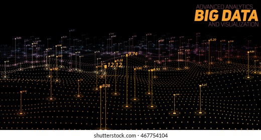 Big data visualization. Futuristic infographic. Information aesthetic design. Visual data complexity. Complex data threads graphic visualization. Social network representation.  Abstract data graph.