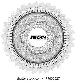 Big data visualization. Futuristic infographic. Information aesthetic design. Visual data complexity. Complex data threads graphic visualization. Social network representation.  Abstract data graph.