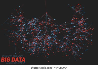 Big data visualization. Futuristic infographic. Information aesthetic design. Visual data complexity. Complex data threads graphic visualization. Social network representation.  Abstract data graph.