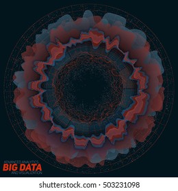 Big data visualization. Futuristic infographic. Information aesthetic design. Visual data complexity. Complex data threads graphic visualization. Social network representation.  Abstract data graph.