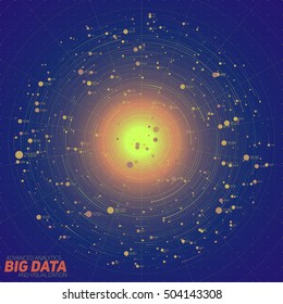 Big data visualization. Futuristic infographic. Information aesthetic design. Visual data complexity. Complex data threads graphic visualization. Social network representation. Abstract data graph.