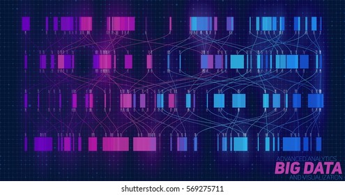 Big data visualization. Futuristic infographic. Information aesthetic design. Visual data complexity. Complex data threads graphic visualization. Social network representation.  Abstract data graph.