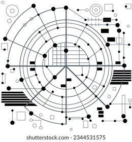 Visualisierung großer Daten. Futuristische Infografik ästhetisches Design. Visuelle Informationskomplexität. Komplizierte Darstellung von Datenthreads. Repräsentation des sozialen Netzwerks oder der Geschäftsanalyse.Vektorgrafik, Illustration.