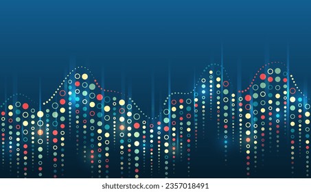 Big data visualization. Futuristic network or business analytics. Structuring the flow of information. Data analytics concept. Sorting a large amount of data on a dark background.