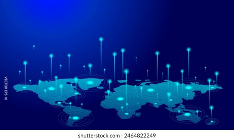 Big data visualization and futuristic technology blue light background. Vector illustration