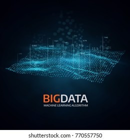 Big data visualization. Futuristic vector background.Intricate data threads graphic. Social network or business analytics representation