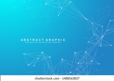 Big data visualization. Geometric abstract background visual information complexity. Futuristic infographics design. Technology background with connected line and dots, wave flow. Vector illustration.