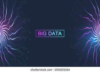 Big data visualization. Graphic abstract background communication. Perspective backdrop visualization. Analytical network visualization. Vector illustration