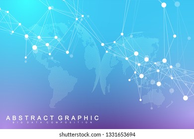 Big data visualization. Graphic abstract background communication. Perspective backdrop visualization. Analytical network visualization. Vector illustration