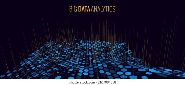 Big Data Visualization. Hexagonal Grid with Lines. Infographics Design Concept. Vector Illustration.