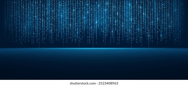 Big data visualization, high-tech light line data flow. Concept of digital technology connections, internet communications.