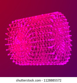 Big data visualization. HUD wireframe mesh cylinder with dot and lines. Analysis of information. Visual data infographics design. Science and technology. Digital Data Vector Illustration.
