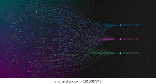 Big data visualization. Illustration of information sorting process. Analusis of big data. Science, technology theme. Vector illustration