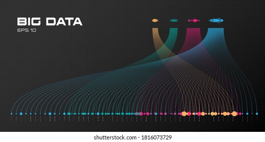 Big data visualization. Illustration of information sorting process. Analusis of big data. Copy space. Science, technology theme. Vector