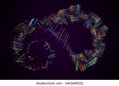 Big data visualization. Information analytics concept. Abstract stream information. Filtering machine algorithms. Sorting binary code. Vector technology background.