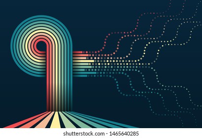 Big data visualization. Information analytics concept. Abstract stream information. Filtering machine algorithms. Sorting binary code. Vector technology background.